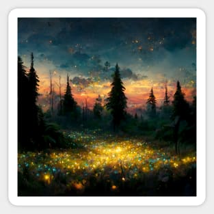 Mystical Fairy Sunset Forest Sticker